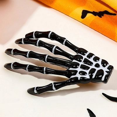 Halloween Skeleton Hand Hair Clip – 2.7? Duckbill Barrettes for Spooky Gothic Hair Accessories