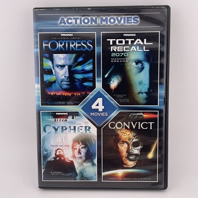 4 Movie Pack: Action Movies: Fortress / Total Recall 2070: Machine Dreams / Cypher / Convict 762, , DVD, Used