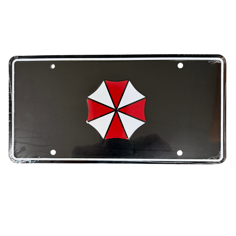 Resident Evil Umbrella Corporation Logo Metal License Plate – Black, Red & White