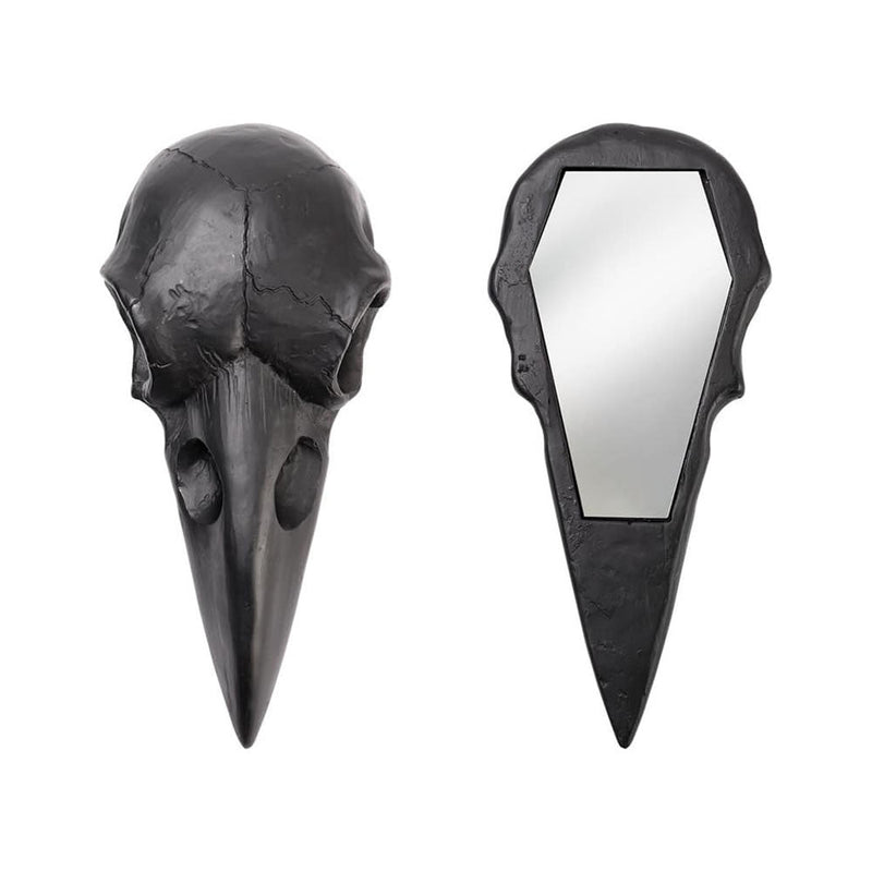 Raven Skull Hand Mirror - Black